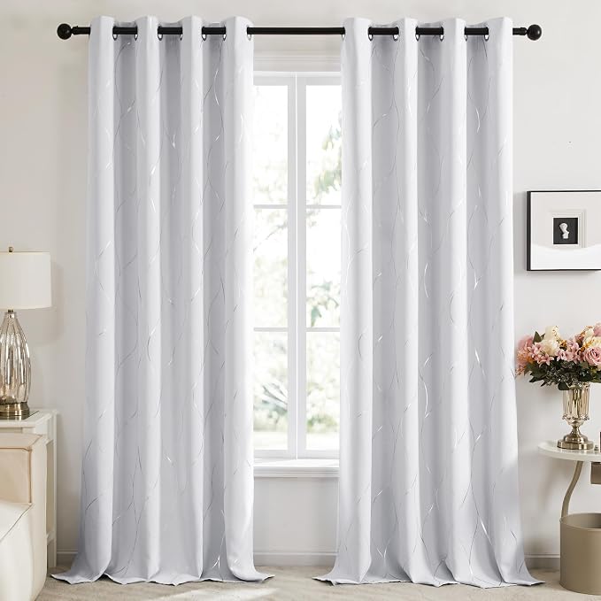 Deconovo Curtains for Living Room, Pattern Blackout Curtains 96 Inches Long | - Image 2