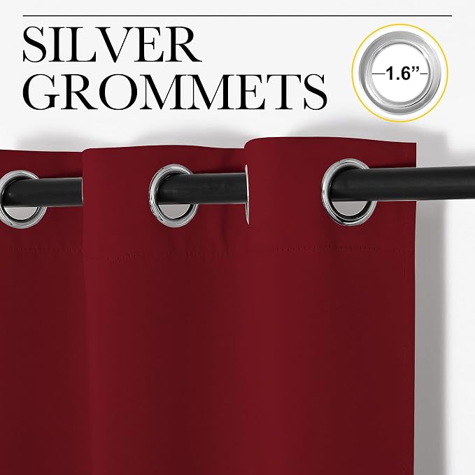 NICETOWN Christmas Burgundy Bedroom Curtains Blackout Draperies, Decorations - Image 3