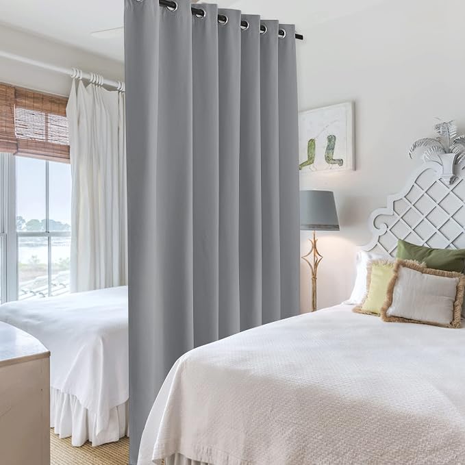 RYB HOME Portable Room Divider Curtains Energy Saving Noise Reducing Drapes | - Image 4