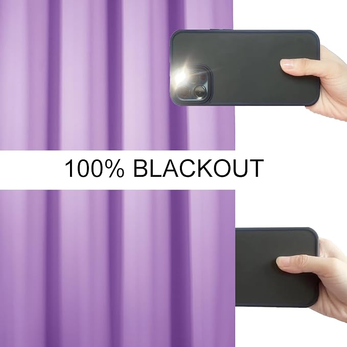 100% Blackout Curtains 52 x 84 Inch/Lavender Curtains 2 Panels - Image 3