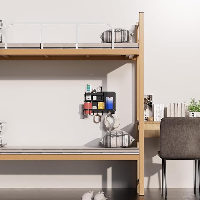 Black Wall Mount Bedside Shelf for Remote & Makeup Organizer | Space-saving - Image 9