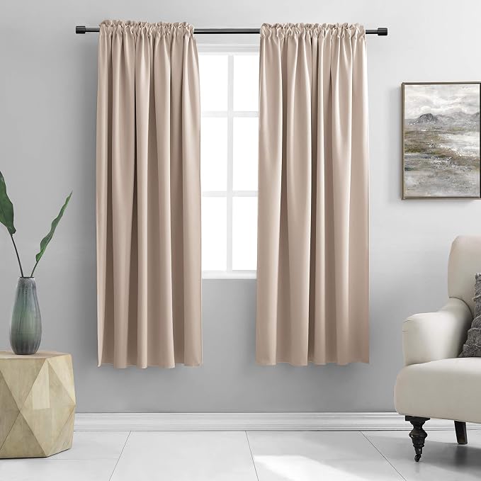 Warm Taupe Living Room Curtain Panels, Energy Saving Thermal Insulated Room by DONREN