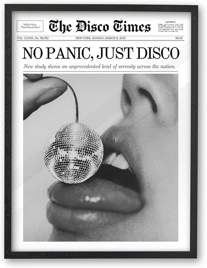 iHery 16x20in No Panic Just Disco Black Framed Newspaper Wall Art | Premium by iHery
