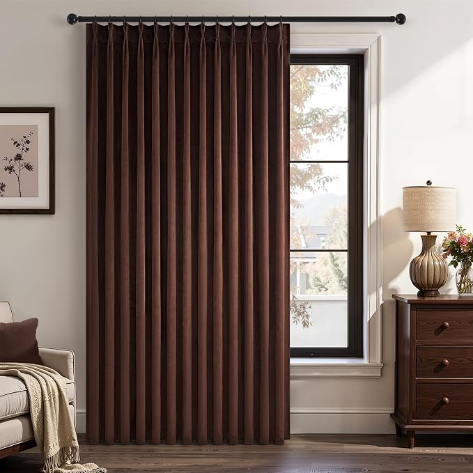 90 Inch Long Dark Brown Velvet Blackout Curtains Elegant Luxury Decorative by Unknown