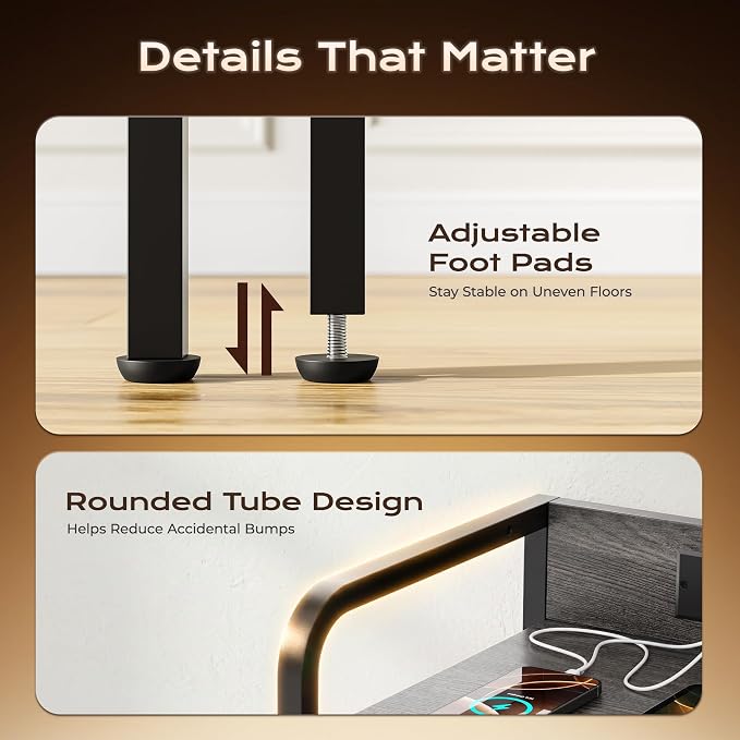 Huuger Nightstands Set of 2, Night Stand, Charging Station, USB-C Ports | 2 - Image 9