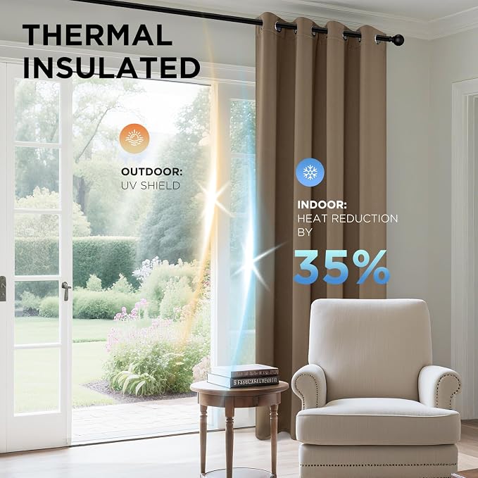 Joydeco Blackout Curtains 90 Inches Long 1 Panel, Thermal Insulated Long - Image 4