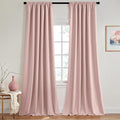 MIULEE 100% Blackout Back Tab Pleat Linen Curtains 50" Wx63 L, Light Pink | 2 by MIULEE