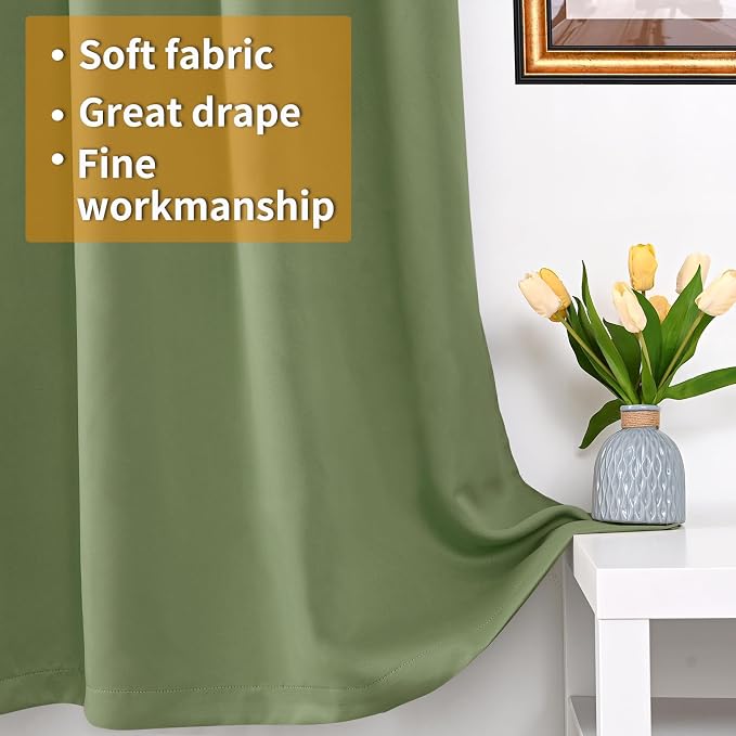 YoungsTex Short 100% Blackout Curtains 40 Inch Length 2 Panels, Room Darkening - Image 5
