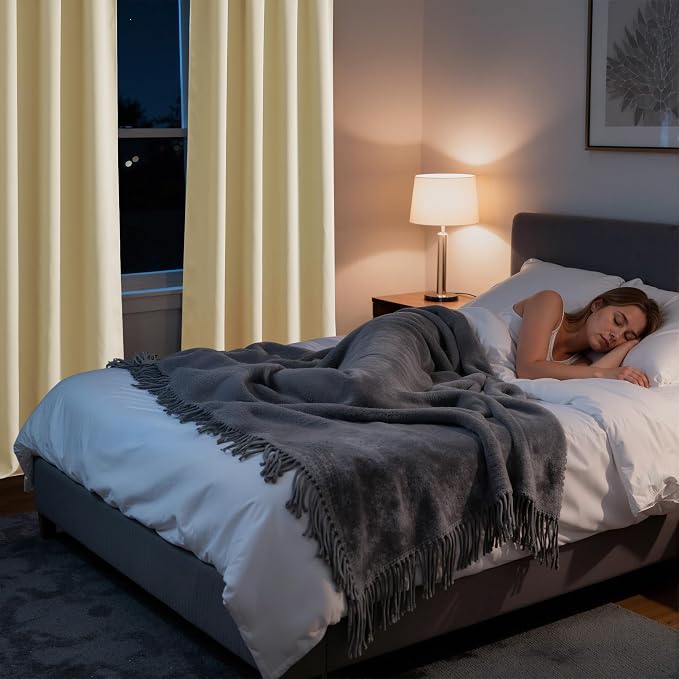 RYB HOME Bedroom Blackout Curtains 63 inches Long, 100% Blackout | Thermal - Image 5