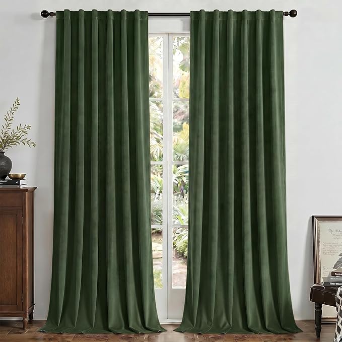 Joydeco 100% Blackout Curtains Velvet Black Out Curtain 108 Inch Drapes | by JOYDECO