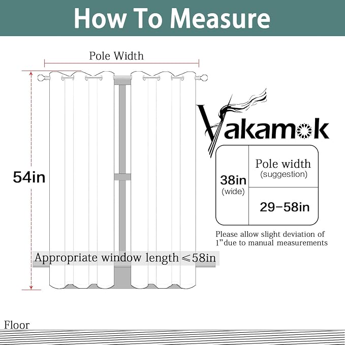 Yakamok Blackout Curtains 38x54 inch Black Thermal Drapes-Bedroom | 2 panels - Image 7