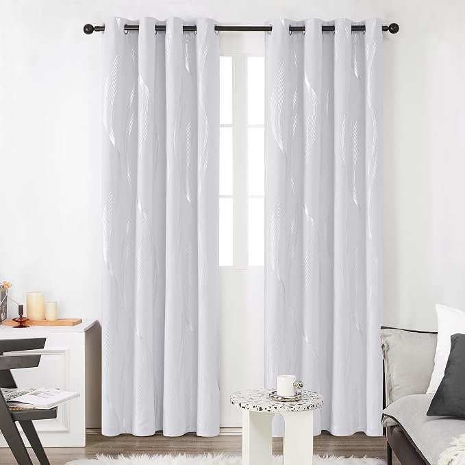 Deconovo Curtains for Living Room, Pattern Blackout Curtains 90 Inches Long | - Image 2
