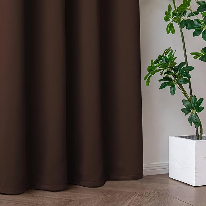 IGEMAEVE Blackout Curtains for Bedroom Rod Pocket Chocolate 52" W x 84" L | - Image 7