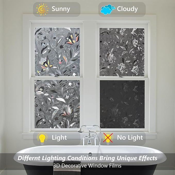 Kromapolis Window Privacy Film, Stained Glass, Non-Adhesive Renter-Friendly - Image 7