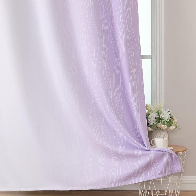 Lilac and Greyish White Ombre Blackout Curtains Living Room 96 Inches Long | - Image 6