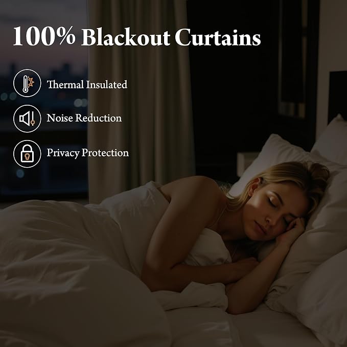 RYB HOME 100% Blackout Pinch Pleated Linen Curtains - Image 5