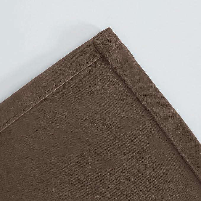 Blackout Curtains 66 x 54 Inch Long Chocolate Curtains Set of 2 Panels Room - Image 7