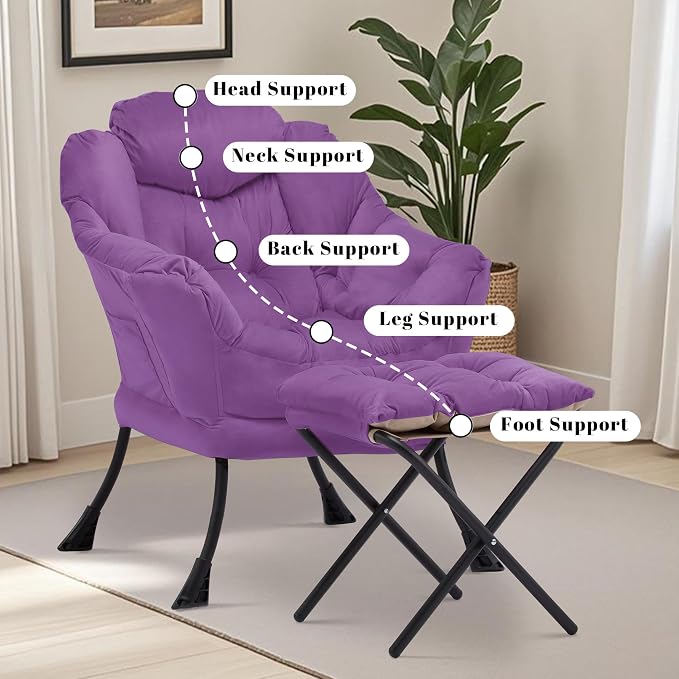 Lazy Chair with Ottoman, Comfy Reading Chair, Lounge Chair - Image 7