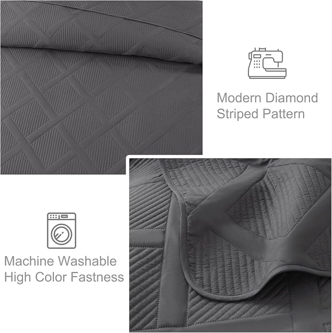 Exclusivo Mezcla Quilts Queen Size, Modern Striped Pattern, Lightweight Bedding - Image 5