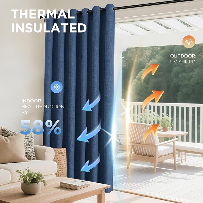Joydeco Denim Blue Blackout Curtains 72 Inches Long, Room Darkening Curtains 2 - Image 3