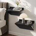 Floating Nightstand Set of 2 Black Wood Bedside Table Wall Mounted | Z-Shape by Petrala