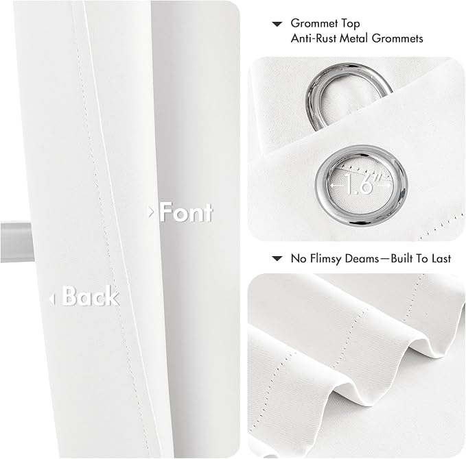 MIULEE Blackout Curtains for Bedroom 2 Panels 40 x 72 Inch Long Pure White | - Image 4
