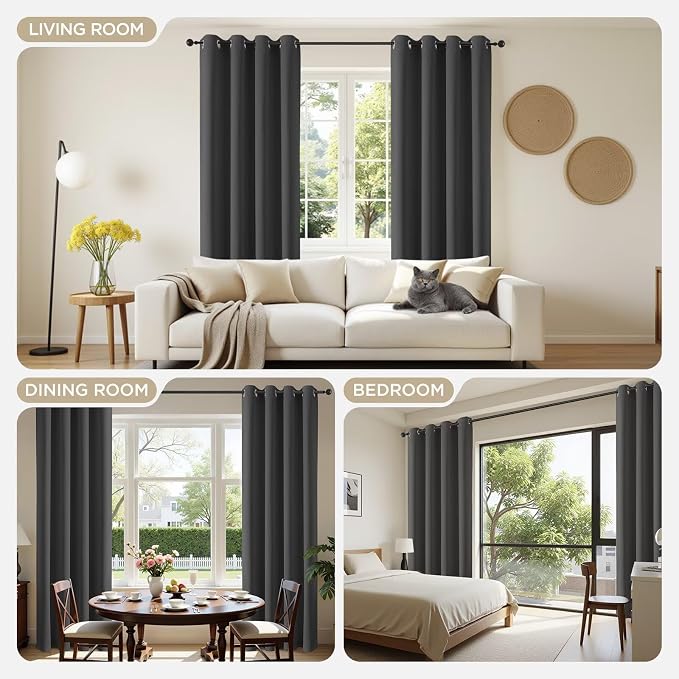 Joydeco Blackout Curtains 95 Inch Length 2 Panels Set, Thermal Insulated Grey - Image 5