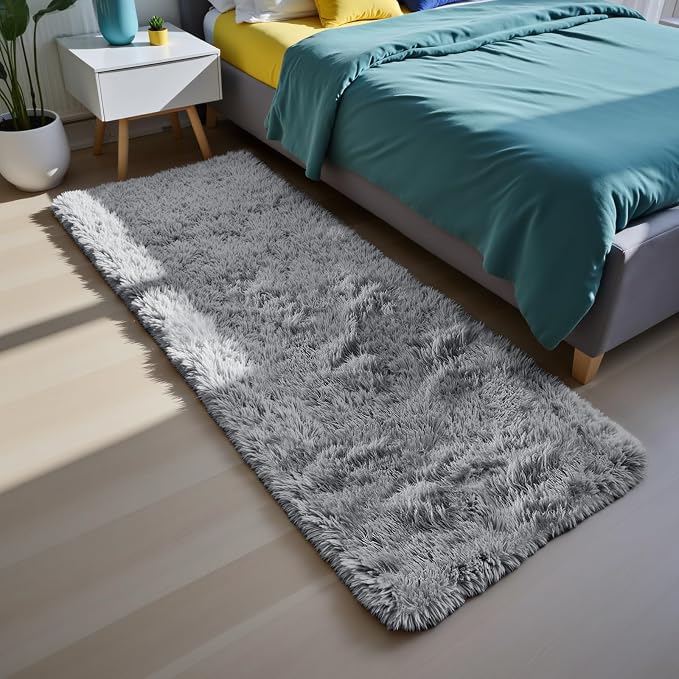 Light Grey 2x6 Area Rugs for Bedroom, Fluffy Rug Small Rug Bedside Carpet | by Yongyangjuxi