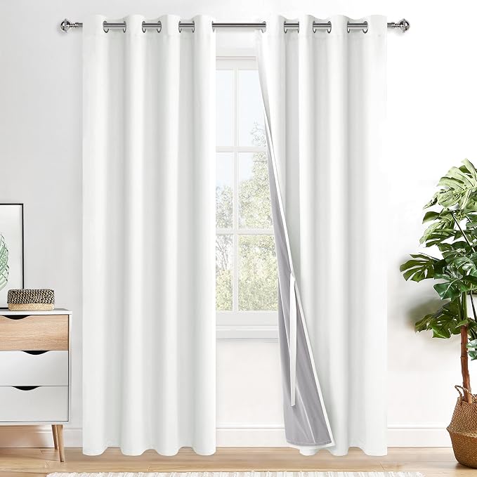 XWZO 100% Blackout Window Curtains 84 Inches Long- Thermal Insulated Black by XWZO