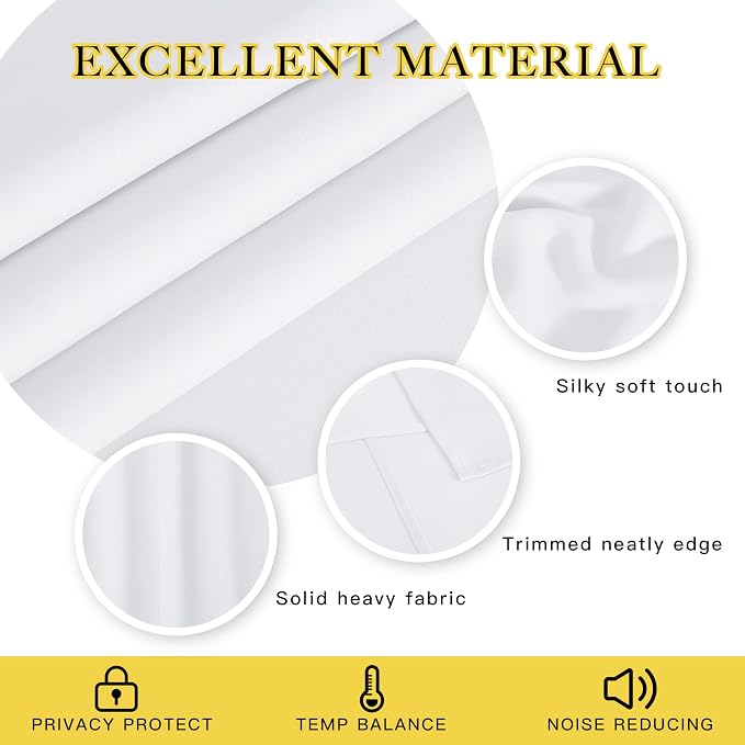 NICETOWN White Room Darkening Bedroom Curtain 84 inches Length - Image 4