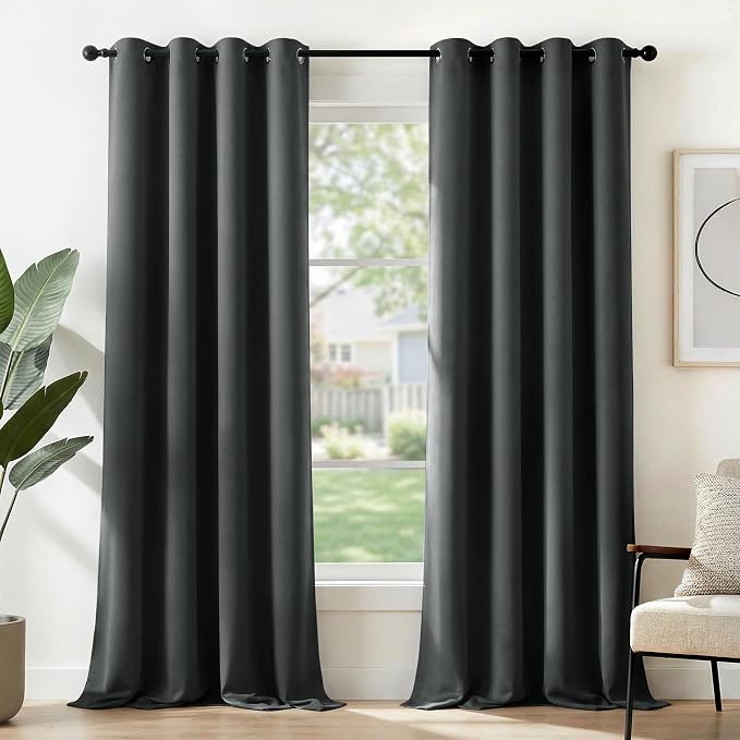 Deconovo Blackout Curtains for Bedroom and Living Room 84 Inches Long | Black by Unknown