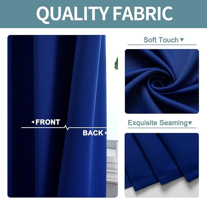 ChrisDowa Room Divider Curtains Long Sliding Door Curtain, Royal Blue | 100W x - Image 4