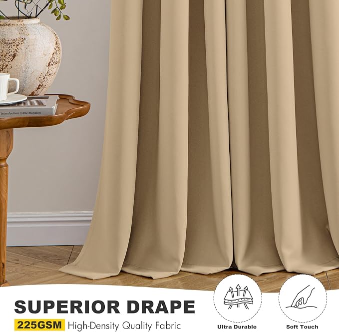 MIULEE Blackout Curtains for Bedroom 2 Panels 40 x 45 Inch Long Taupe Brown | - Image 5
