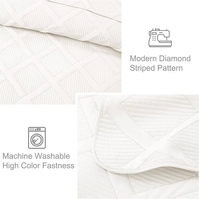 Exclusivo Mezcla California King Size Quilt, Modern Striped Pattern, - Image 5