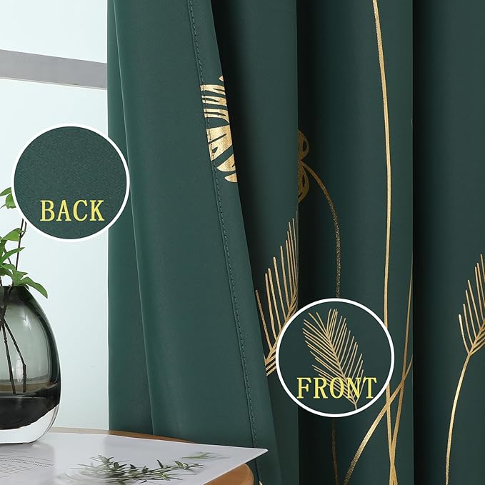 Green Blackout Curtains for Living Room 84 Inch Length 2 Panels Set, Room - Image 3