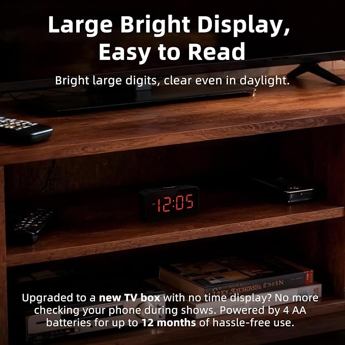 Battery Operated Small Alarm Clock: Compact Cordless Design | Digital Large - Image 5