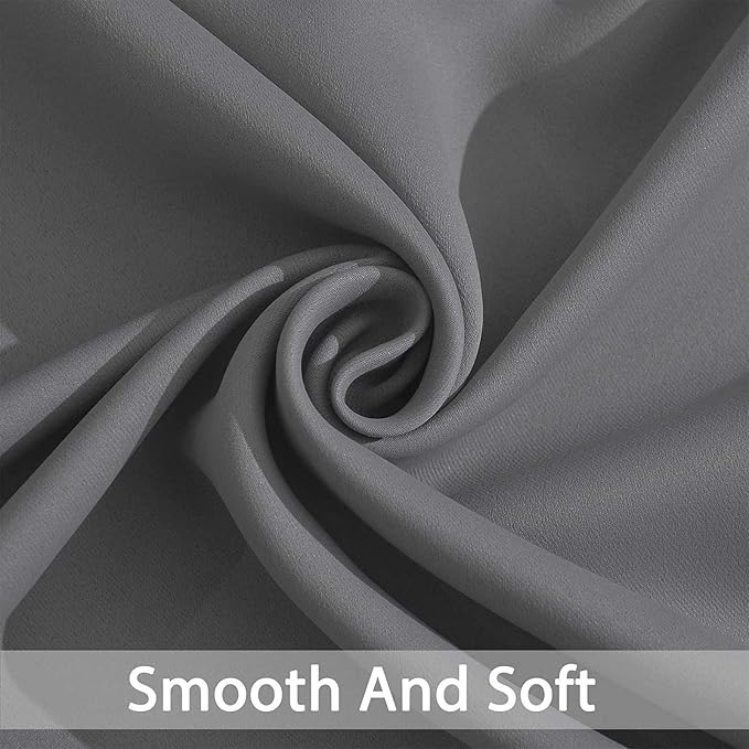 Yakamok Grey Room Darkening Curtains 70x84 inch Gray Grommet-Living Room | 2 - Image 4