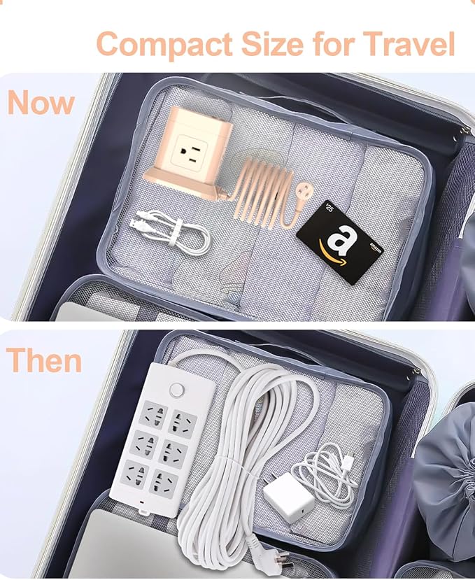 FDTEK Cube Power Strip USB C, 4 Outlets 3 USB 10 FT Extension Cord Pink | 10ft - Image 6