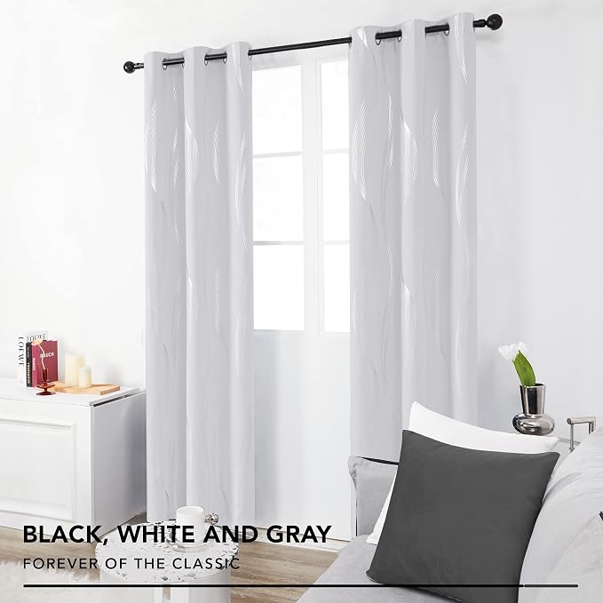 Deconovo Curtains for Living Room, Pattern Blackout Curtains 54 Inches Long | - Image 3