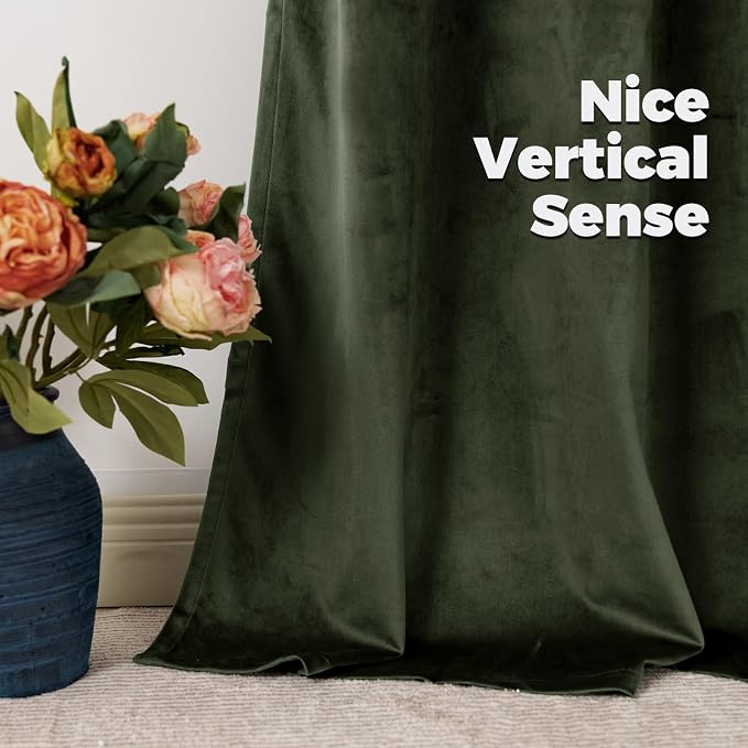BGment Velvet Curtains for Living Room, 52 x 80 Inch, 2 Panels, Olive Green | - Image 9