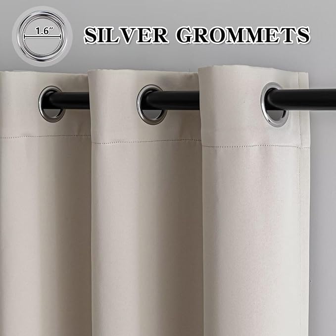 IGEMAEVE Blackout Curtains for Bedroom Grommets Cream 52" W x 108" L | Living - Image 3