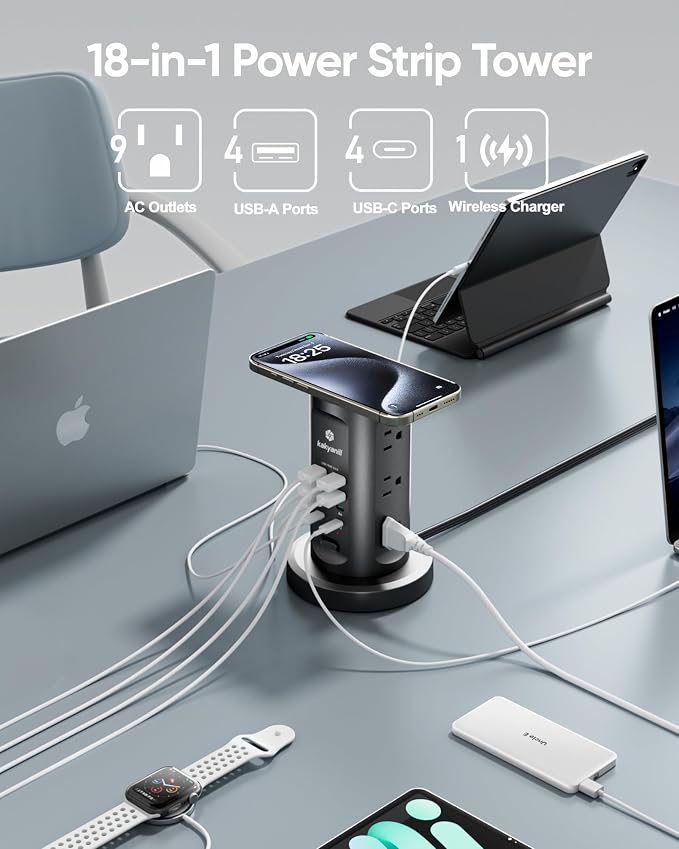 Kakyanill 115W USB Charging Station, Power Strip Tower - Image 2