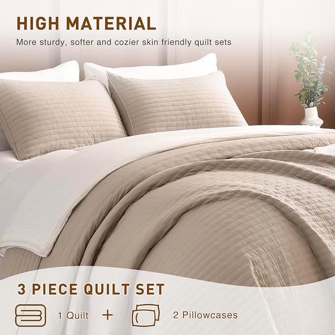 Lady Ann Queen Quilt Set, Linen Feel Queen Bedspreads 102x118 - Image 6