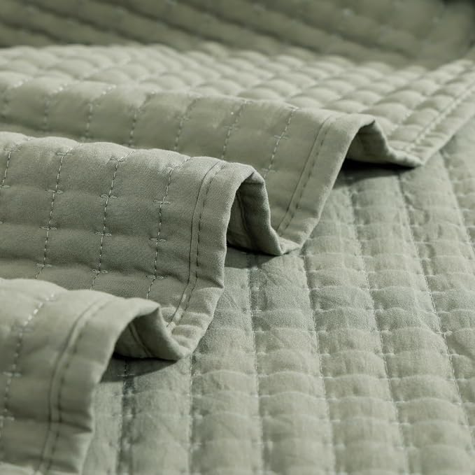 Queen Quilt-Lightweight Bedspreads Sage Green Queen Size Quilt Bedding Set | - Image 7