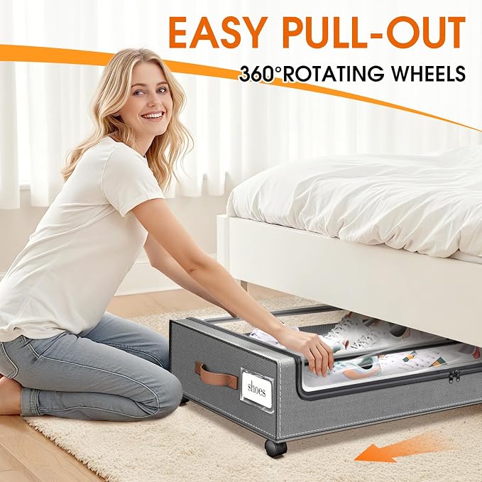 Under Bed Storage with Wheels 1Pack Storage Containers with Clear Window | - Image 4