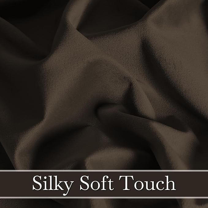 RYB HOME Brown Velvet Blackout Curtains 90 inches - Image 4
