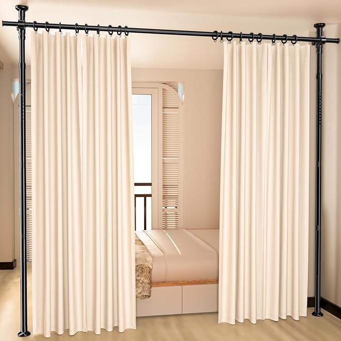 Room Divider, Tension Curtain Rod No Drilling, 4-10ft 28-70inch Wall Divider by homefurnishing