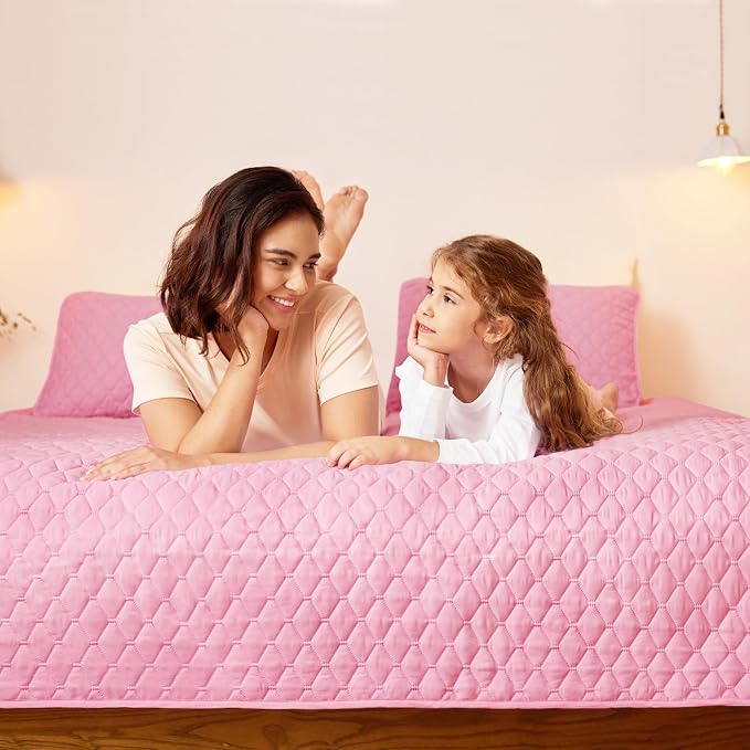 Exclusivo Mezcla Reversible Full Queen Quilt Bedding Set, Bright Pink | - Image 3