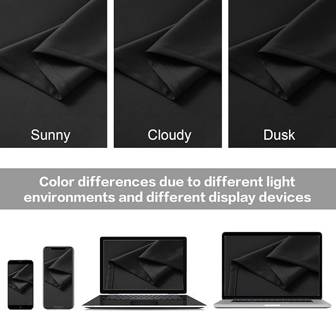 Pitch Black Blackout Curtains 63 Inch Length 2 Panels Set 52x63 | Insulated - Image 5
