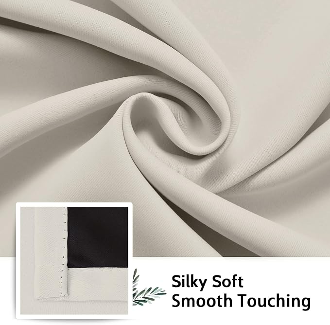 SimpleHome Cream 100% Blackout Curtains Room Darkening Living Room 36 Inch | - Image 7